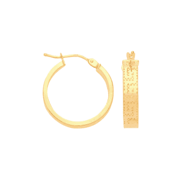 9ct Gold Greek Key Hoop Earrings