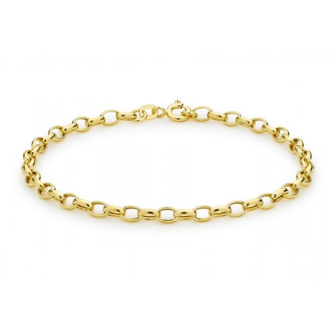 Eternity 9ct Gold Hollow Oval Belcher Bracelet
