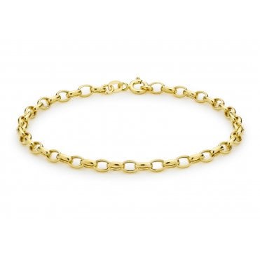 9ct Gold Hollow Oval Belcher Bracelet