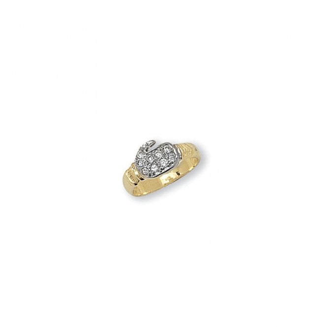 Eternity 9ct Gold Kids Cubic Zirconia Boxing Glove Ring Size F