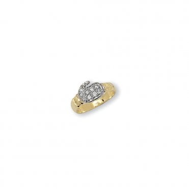 9ct Gold Kids Cubic Zirconia Boxing Glove Ring Size F