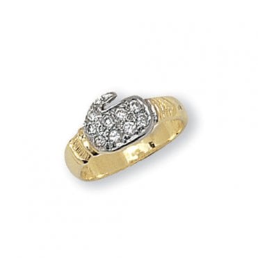 9ct Gold Kids Cubic Zirconia Boxing Glove Ring Size H