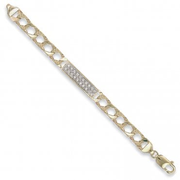 9ct Gold Kids Multi Cubic Zirconia Identity Bracelet