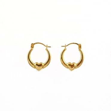 9ct Gold Kids Small Heart Creole Hoop Earrings
