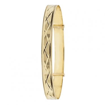 9ct Gold Ladies 6.5mm Diamond Cut Expanding Bangle