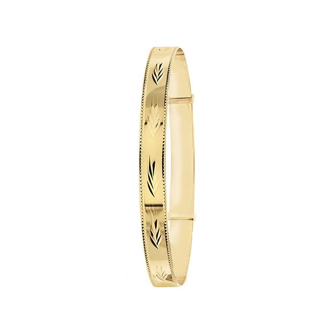 Eternity 9ct Gold Ladies 6.5mm Diamond Cut Expanding Bangle