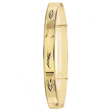 9ct Gold Ladies 6.5mm Diamond Cut Expanding Bangle