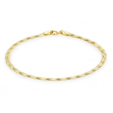 9ct Gold Ladies 7 1/4'' Plaited Herringbone Bracelet