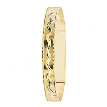 9ct Gold Ladies 7.5mm Diamond Cut Expanding Bangle