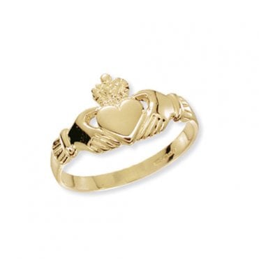 9ct Gold Ladies Claddagh Ring Size P