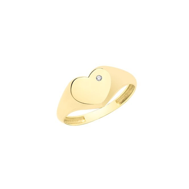 Eternity 9ct Gold Ladies Cubic Zirconia Heart Signet Ring Size P