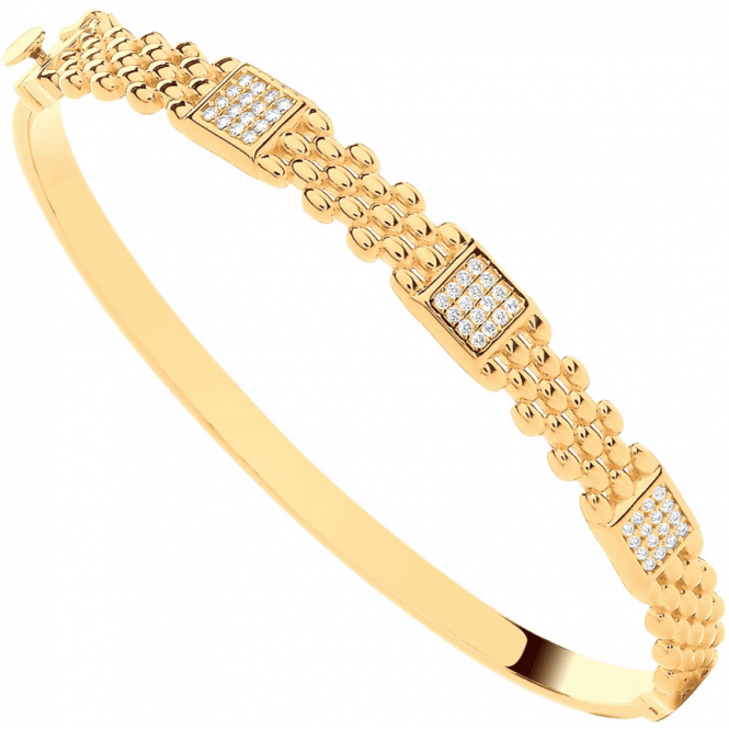 Eternity 9ct Gold Ladies Cubic Zirconia Panther Style Link Bangle