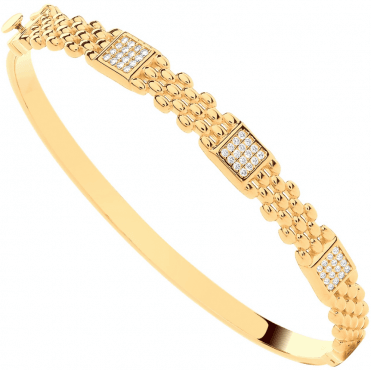 9ct Gold Ladies Cubic Zirconia Panther Style Link Bangle