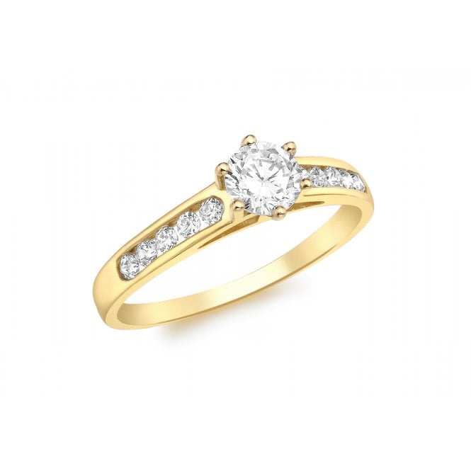 Eternity 9ct Gold Ladies Cubic Zirconia Ring with Cubic Zirconia Shoulders Size J
