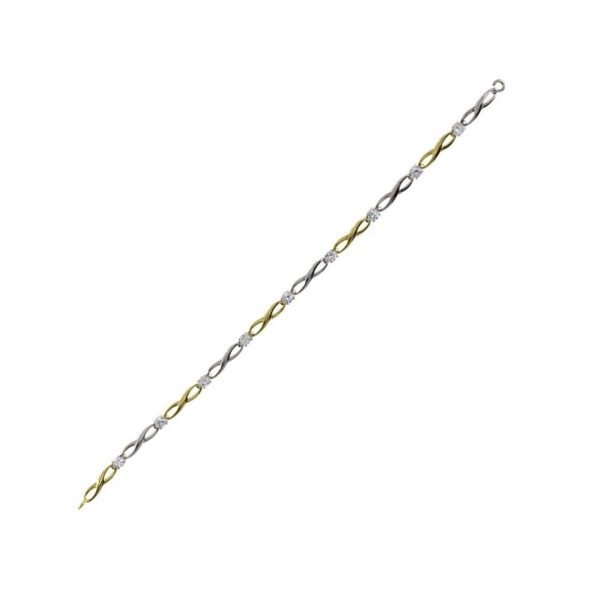 Eternity 9ct Gold Ladies Cubic Zirconia Set Kiss Bracelet