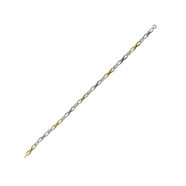 9ct Gold Ladies Cubic Zirconia Set Kiss Bracelet