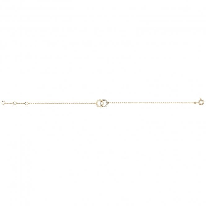 Eternity 9ct Gold Ladies Cubic Zironia Double Circle Bracelet