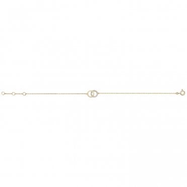 9ct Gold Ladies Cubic Zironia Double Circle Bracelet
