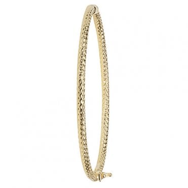 9ct Gold Ladies Diamond Cut Oval Bangle
