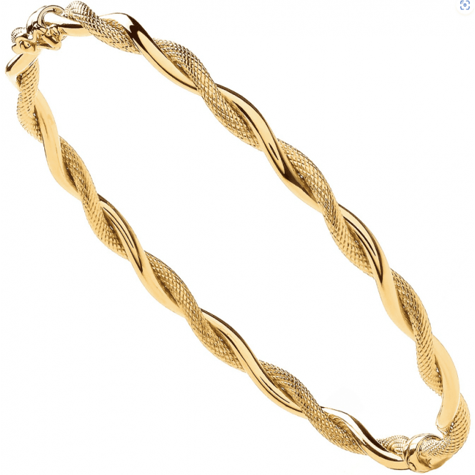 Eternity 9ct Gold Ladies Diamond Cut Oval Twist Bangle