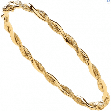 9ct Gold Ladies Diamond Cut Oval Twist Bangle