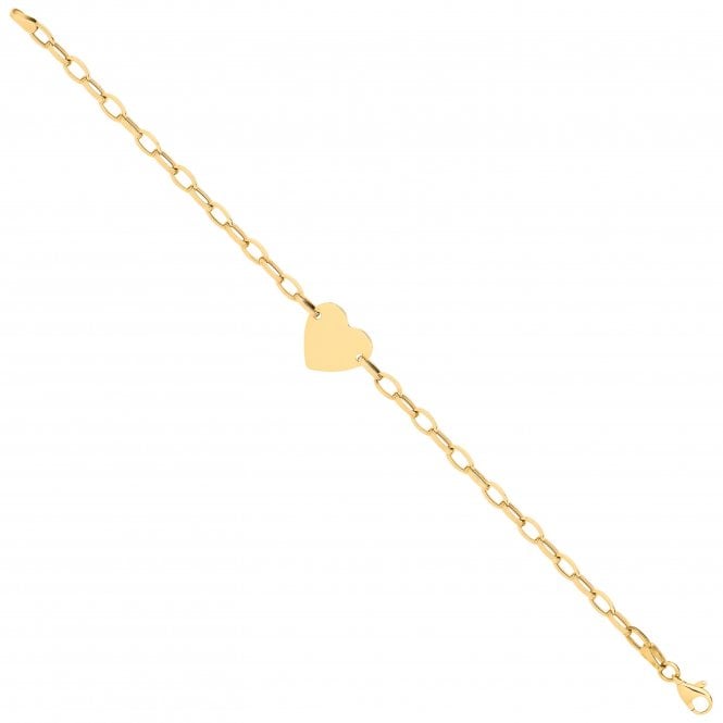 Eternity 9ct Gold Ladies Heart Plate Belcher Link Bracelet