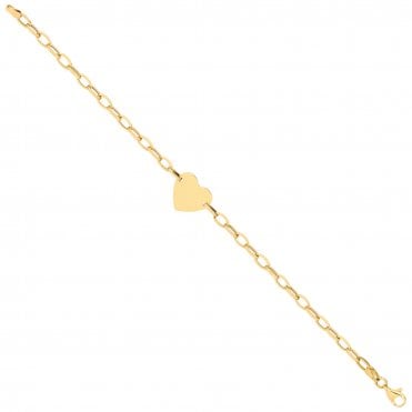 9ct Gold Ladies Heart Plate Belcher Link Bracelet