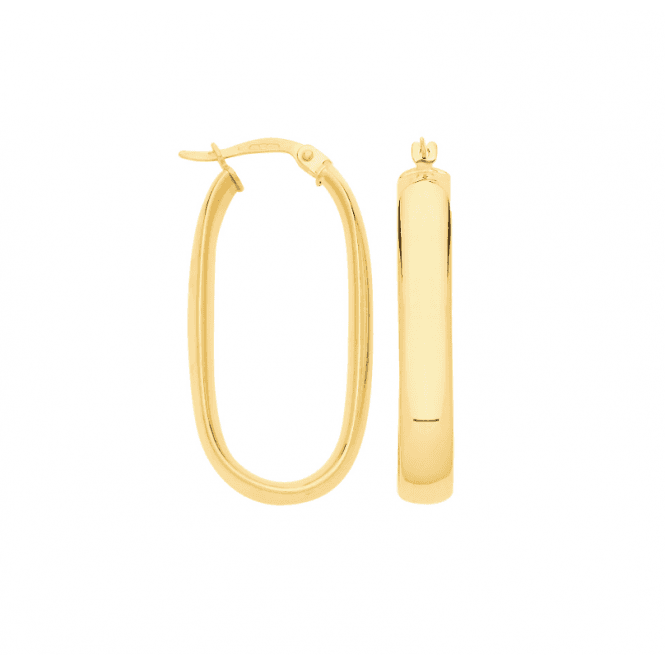 Eternity 9ct Gold Ladies Large Rectangular Hoop Earrings