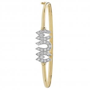 9ct Gold Ladies Oval Cubic Zirconia Mum Bangle