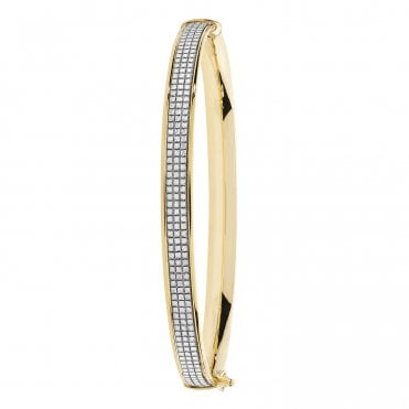 9ct Gold Ladies Oval Stardust Bangle