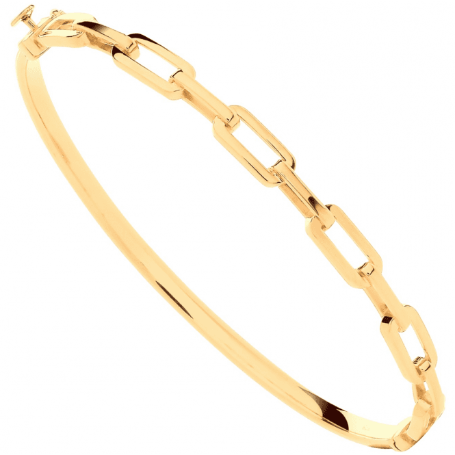 Eternity 9ct Gold Ladies Paper Link Style Oval Bangle