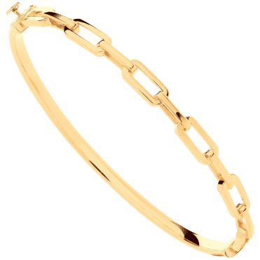 9ct Gold Ladies Paper Link Style Oval Bangle