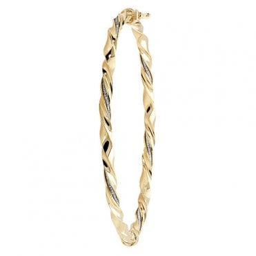 9ct Gold Ladies Stardust Glitter Oval Twist Bangle