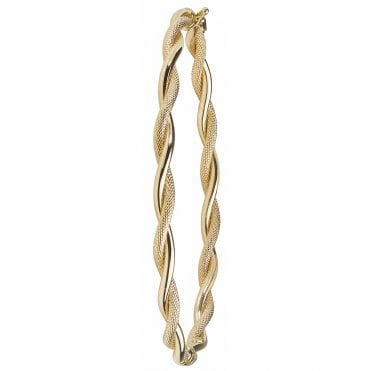 9ct Gold Ladies Twisted Oval Bangle