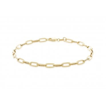 9ct Gold Ladiies 7" Paper Link Bracelet