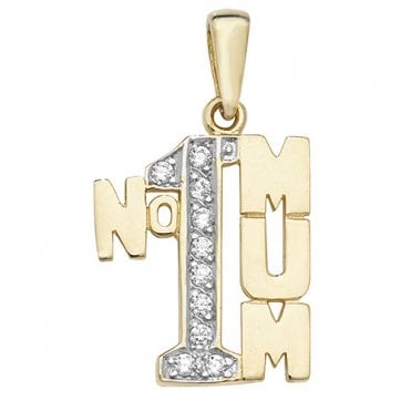 9ct Gold Large 33 mm Cubic Zirconia Mum Pendant (Chain not Included)