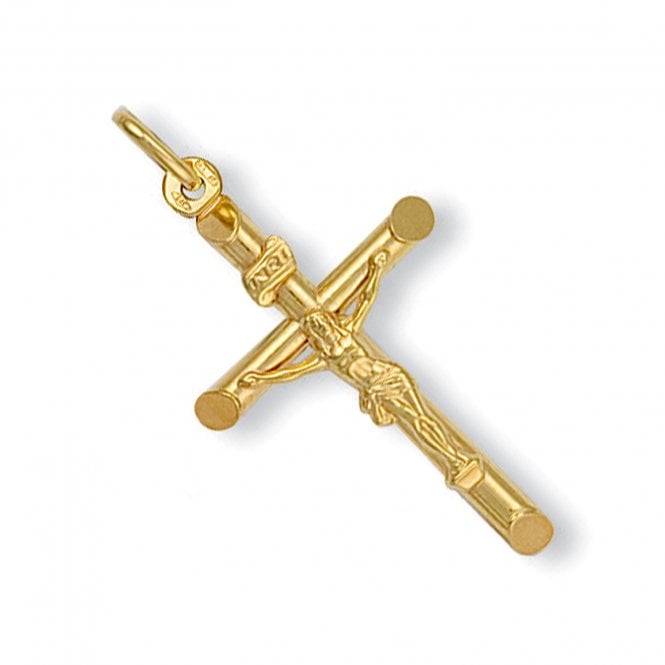 Eternity 9ct Gold Large Crucifix Pendant and 16'' Trace Chain