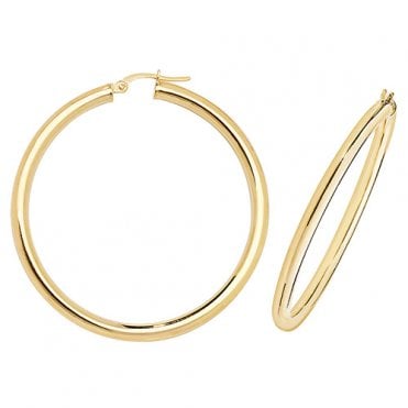 9ct Gold Large Plain 45.8mm Hoop Earrings
