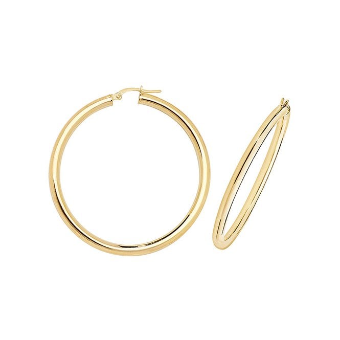 Eternity 9ct Gold Large Plain 45mm Hoop Earrings
