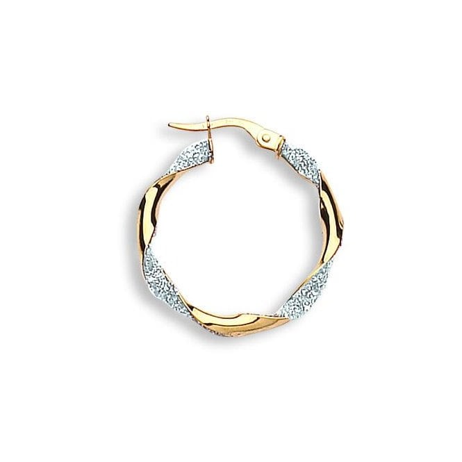 Eternity 9ct Gold Large Round Glitter Twisted Creole Hoop Earrings