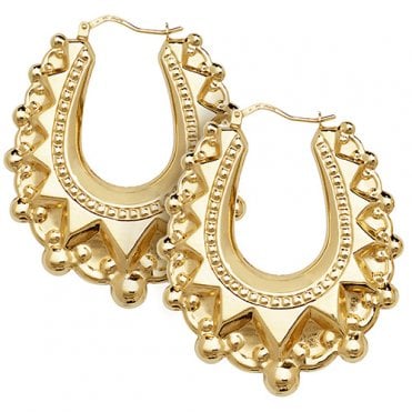 9ct Gold Large Traditional Creole Hoop Earrings
