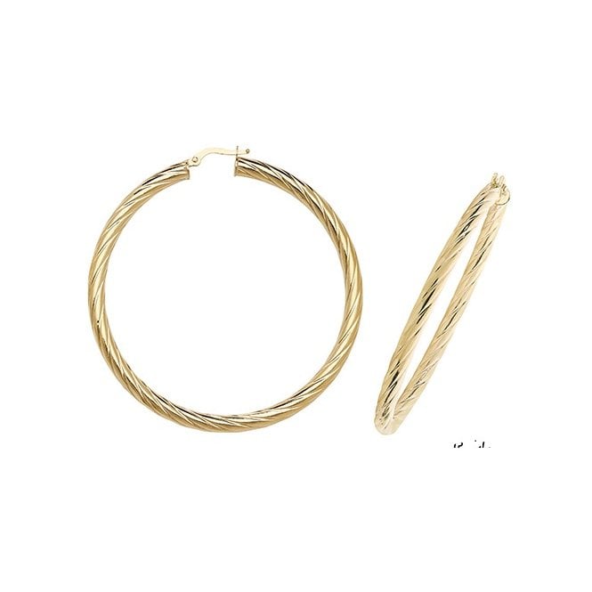 Eternity 9ct Gold Large Twisted Hoop Creole Earrings