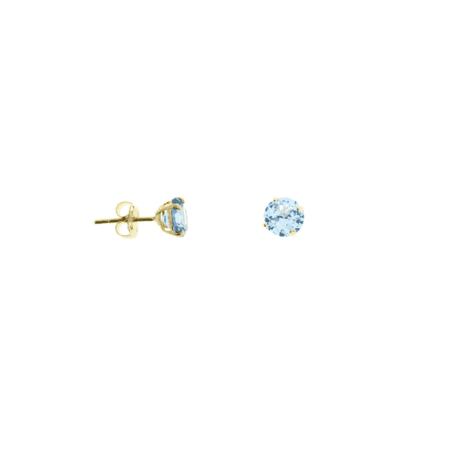 Eternity 9ct Gold March Aquamarine 5mm Stud Earrings
