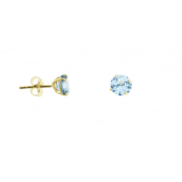 9ct Gold March Aquamarine 5mm Stud Earrings