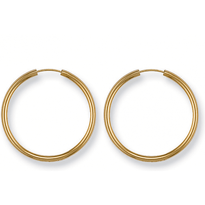 Eternity 9ct Gold Medium Polished 27mm Hoop Earrings