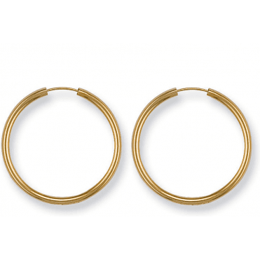 9ct Gold Medium Polished 27mm Hoop Earrings