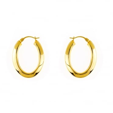 9ct Gold Medium Polished Creole Hoop Earrings