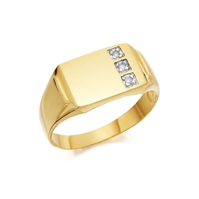 Eternity 9ct Gold Mens 3 Diamond Set Ring Size X