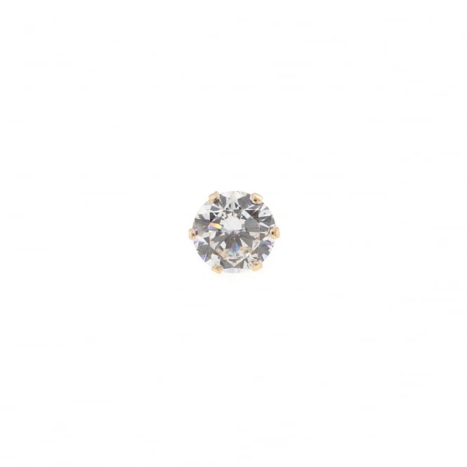 Eternity 9ct Gold Mens 6mm Round Cubic Zirconia Single Stud Earring