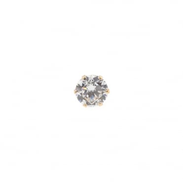 9ct Gold Mens 6mm Round Cubic Zirconia Single Stud Earring